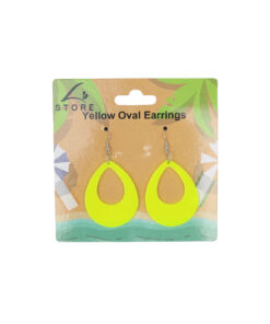 Neon Yellow Oval Earrings 6.5 x 3.8cm