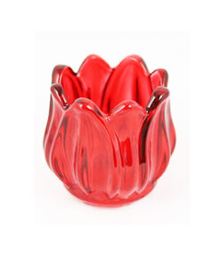 Flower Red Glasses Candle Holder Height 68mm