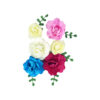 Fuchsia+Blue Artificial Craft Rose Flowers 6pc 4.5cm