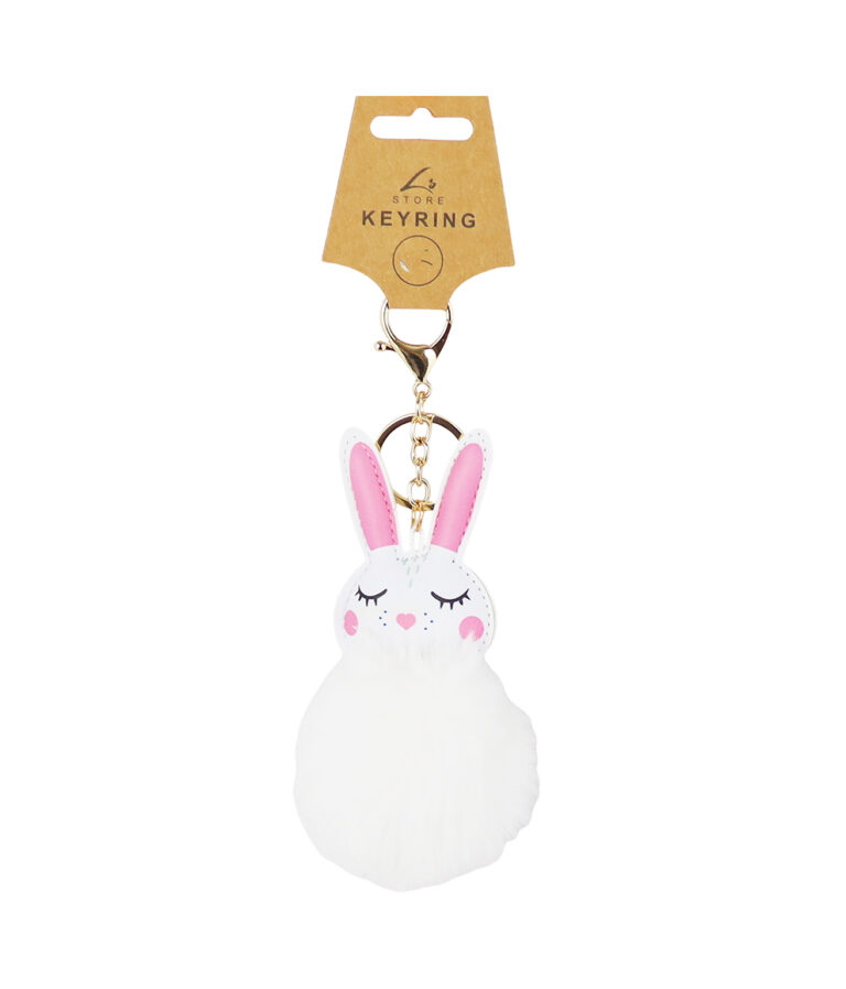 Sharp Key Ring White Bunny PomPom Keyring – LookSharpStore