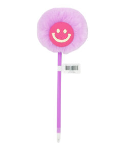 Purple Smiley Face PomPom BallPoint Pen