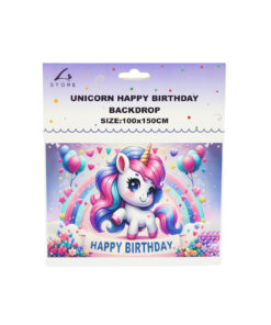 Unicorn Happy Birthday Backdrop 100x50cm