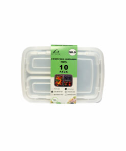 3-Comp Square Take Away Containers 10pk 900ml