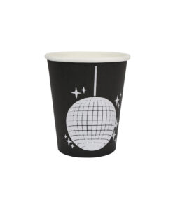 Black Paper Cups With Disco Print 9oz 20pc