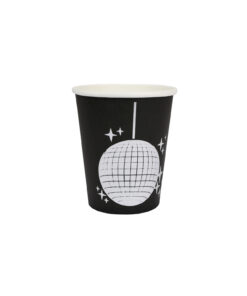 Black Paper Cups With Disco Print 9oz 20pc