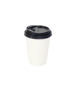 White Double Wall Coffee Cups with Lid 24x12oz