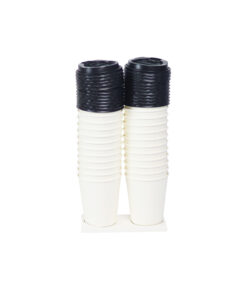 White Double Wall Coffee Cups with Lid 8oz 24pc