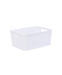 White Plastic Storage Basket 24x18x10 cm