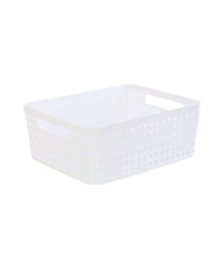 White Plastic Storage Basket 34x28x13 cm