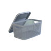 Grey Plastic Storage Basket with Lid 33x23x16 cm