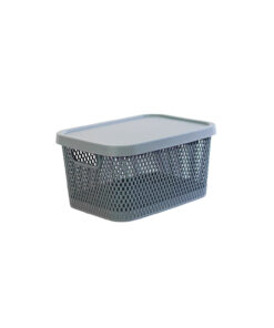 Alternative view of Grey Plastic Storage Basket with Lid 33x23x16 cm