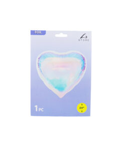 Clear Iridescent Heart Foil Balloon 24 inch 1pc