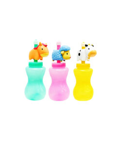 Drink Bottle with Animal Straw Assorted 400ml