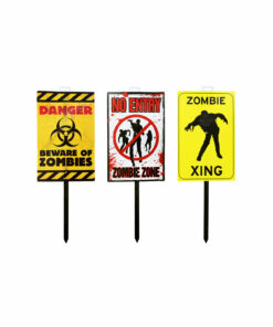 Zombie Warning Sign Stake Assorted 58cm