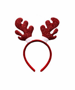 Red Glitter Reindeer Antler With White Brim Headband