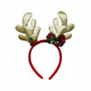 Gold Reindeer Glitter Antler With Red Bow Headband