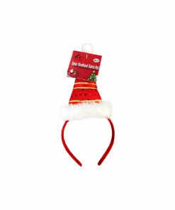 Red & Gold Striped Christmas Hat With Sequin Headband