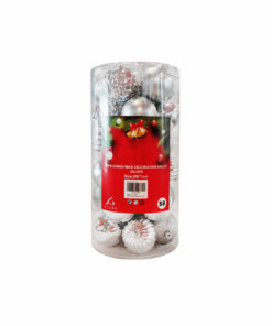 Silver Christmas Bauble Ball Set 30pc 6cm
