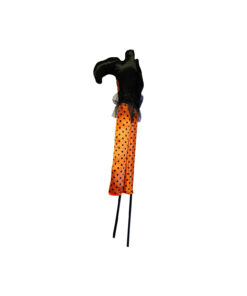 Orange Polka Dot Witch Leg Yard Stake 2pc