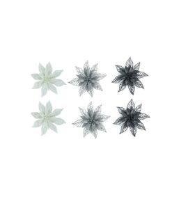 Glitter Flower With Clip Assorted 15cm 2pk