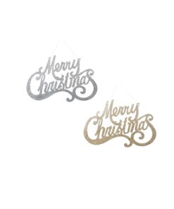 Champagne / Silver Merry Christmas Sign Assorted 45 x 28cm