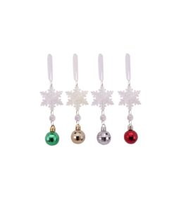 Acrylic Snowflake With Bell Ornament Assorted 12.5cm