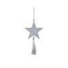 Platinum Glitter Star Ornament With Tassel 22cm
