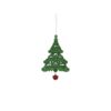 Green Glitter Tree With Red Bell Ornament 8.5 x 12cm