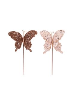 Copper & Champagne Sequin Butterfly With Clip 25cm