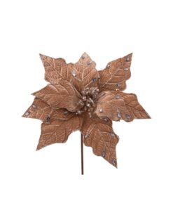 Coffee Velvet Poinsettia With Stem 50cm