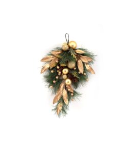 Green Pine With Gold Laurel Leaf And Baubles 45cm