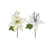 Ivory & White Glitter Leaf Poinsettia 28cm