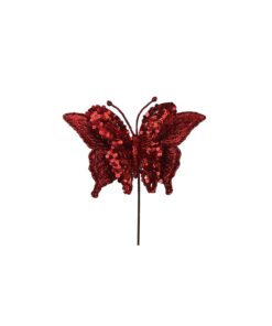 Red Butterfly With Stem 24cm