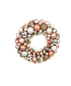 Champagne & Rose Gold Shatterproof Bauble Wreath 45cm