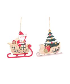 Christmas Sleigh Tree Ornament Assorted 15cm