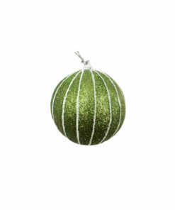 Apple Green Striped Christmas Ball 8cm
