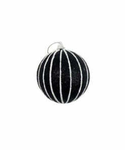 Black Striped Christmas Ball 8cm