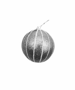 Silver Striped Christmas Ball 8cm