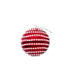 Red Sequin Christmas Ball With White Beads 8cm