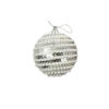 Silver Sequin Christmas Ball With White Beads 8cm