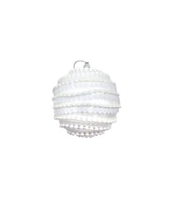 White Sequin Christmas Ball With White Beads 8cm