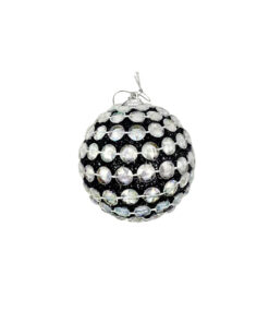 Black Gold Christmas Ball With Iridescent White Bead Chain 8cm