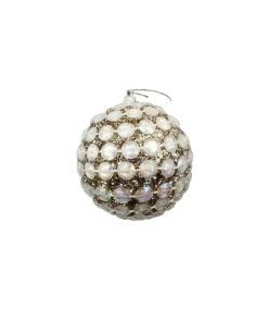Champagne Gold Christmas Ball With Iridescent White Bead Chain 8cm