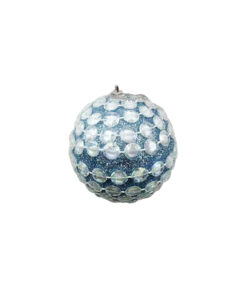 Light Blue Christmas Ball With Iridescent White Bead Chain 8cm
