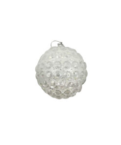 White Christmas Ball With Iridescent White Bead Chain 8cm