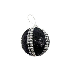 Black Christmas Ball With Silver Chain 8cm