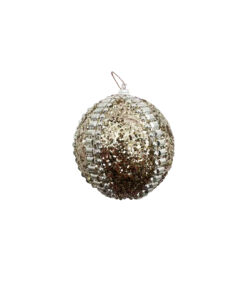 Champagne Gold Christmas Ball With Silver Chain 8cm