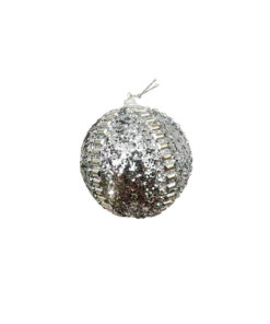 Silver Christmas Ball With Silver Chain 8cm