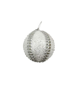 White Christmas Ball With Silver Chain 8cm