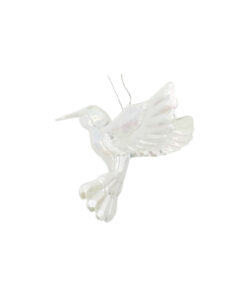 White Iridescent Buzzing Bird Ornament 41g